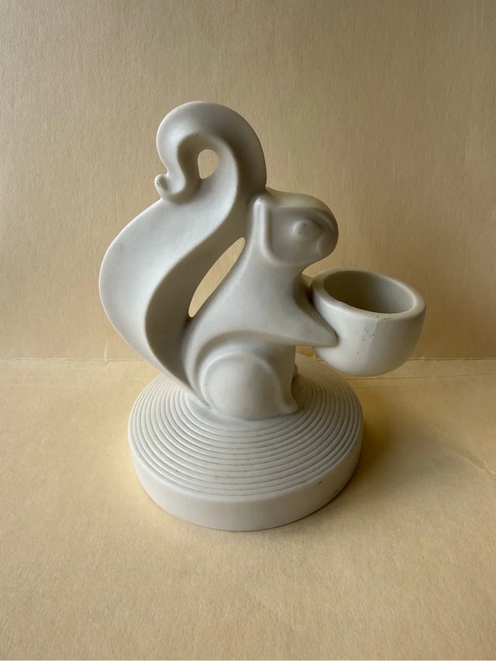 Jonathan Adler White Bisque Porcelain Squirrel Match Holder.